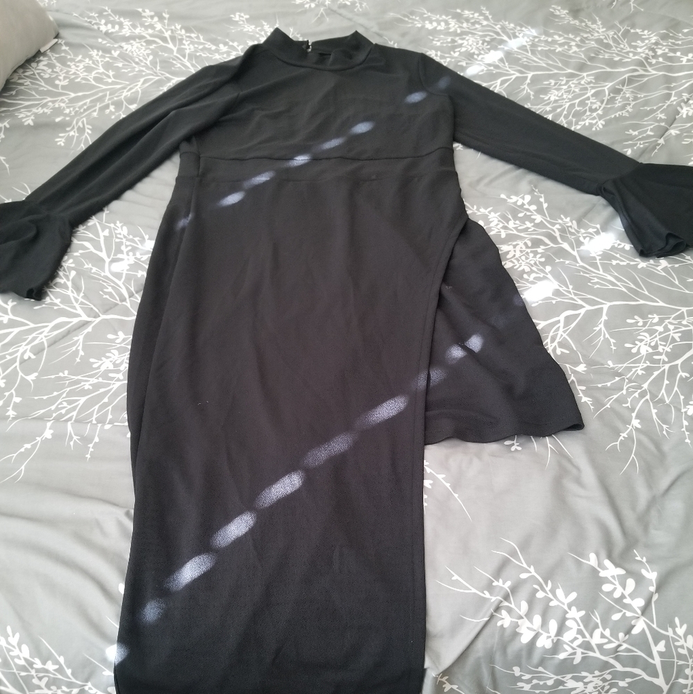 Venus Black Dress with Bell Sleeves